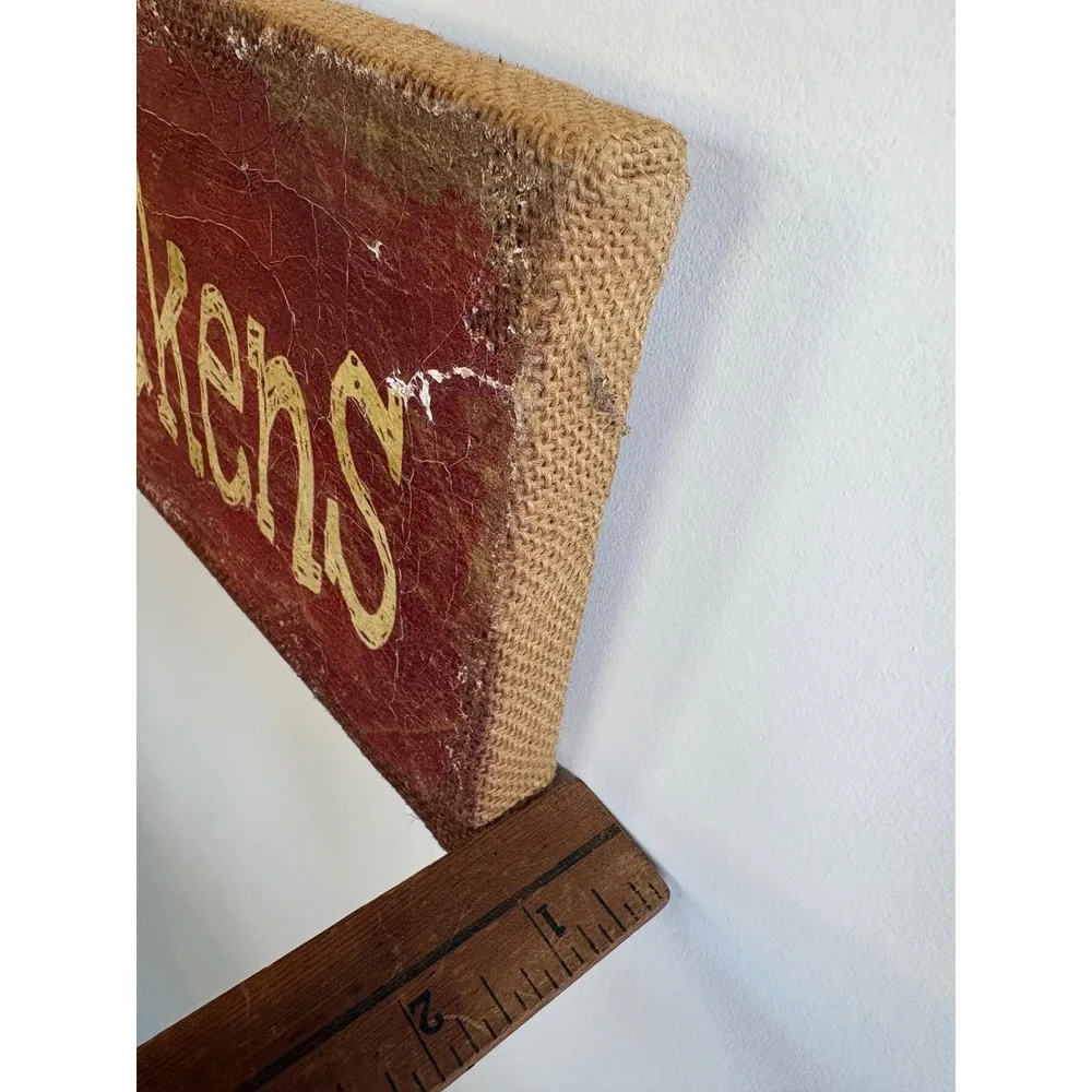 To Bed With The Chickens Rustic Burlap Wood Sign Farmhouse Wall Decor Red 27.5in